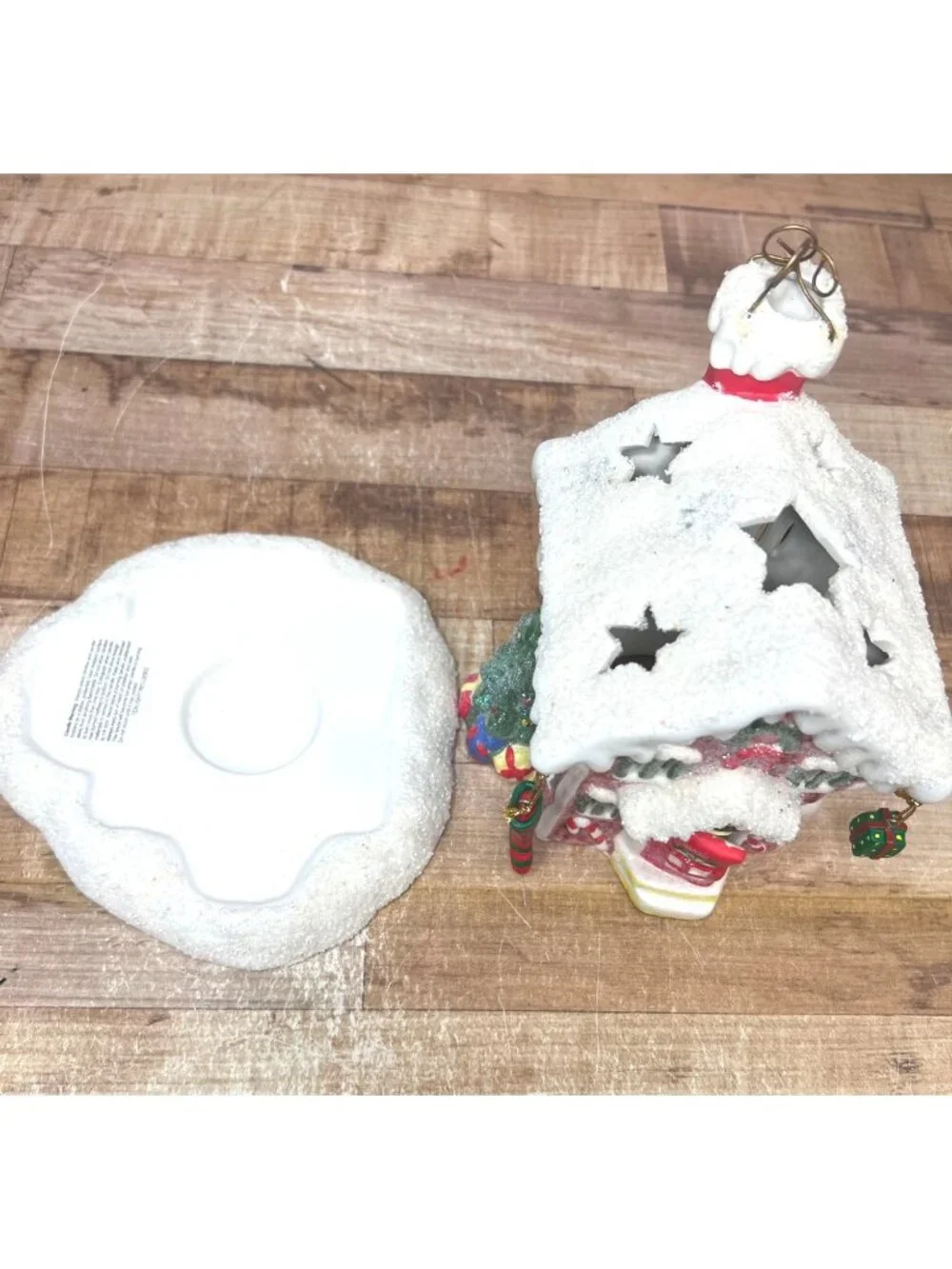 Sears Whole Home Holiday Handpainted Christmas Tealight Candle Holder Snowy Hous